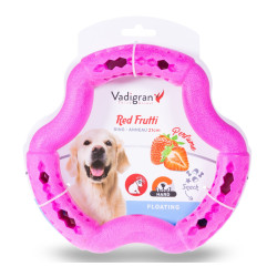 Vadigran Anillo de TPR rosa fresa de 21 cm. para perros. Juegos de recompensa caramelos