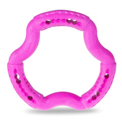 Vadigran Aardbei roze TPR ring 21 cm. voor honden. Beloningsspelletjes snoep