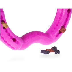Vadigran Aardbeiroze TPR ring voor honden, 12 cm. Beloningsspelletjes snoep