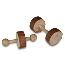 Vadigran Brinquedo de madeira com dois halteres de 9 cm para roedores. Jogos, brinquedos, actividades