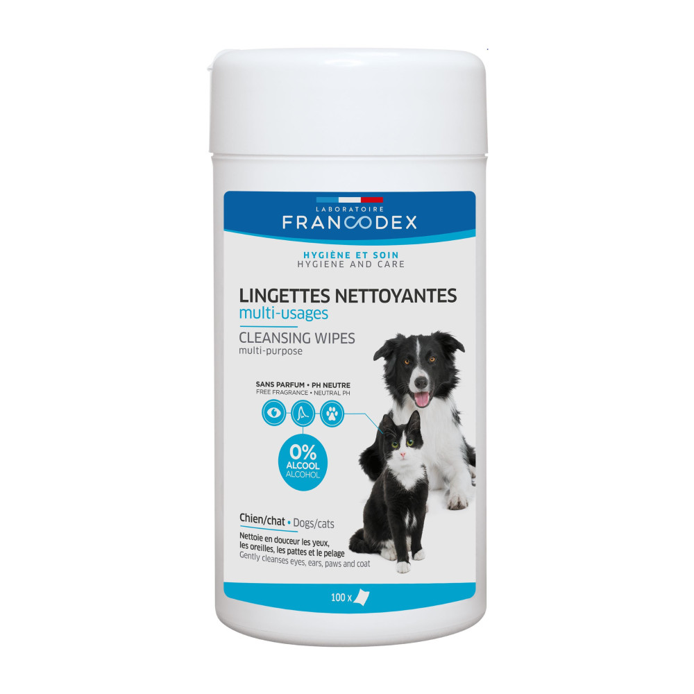 Francodex Mehrzweck-Reinigungstücher für Hunde und Katzen. Hygiene und Gesundheit des Hundes