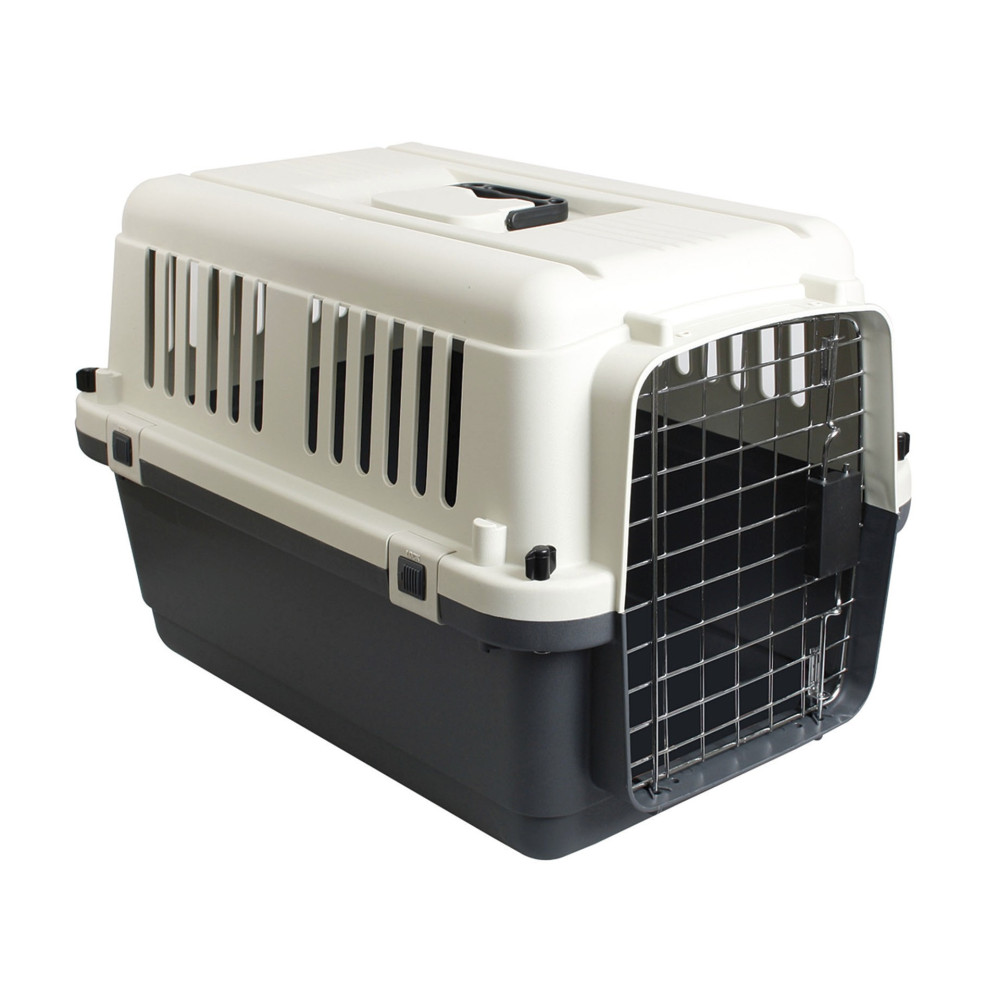 Flamingo Dog carrier, Nomad, grey and black, size S. 40 x 61 x 41 cm. Transport cage