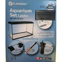 Flamingo Lasko Aquarium met LED strip. 57 liter. 59 x 30,5 x 38 cm. Aquaria