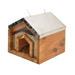 Vadigran Agia cederhouten vogelvoederhuisje met roestvrijstalen dak Zaad feeder