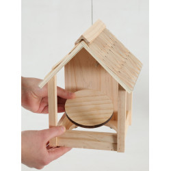 zolux Cup Grizzli 3 in 1 vogelvoederhuisje met houten dak Vogelvoeders voor buiten