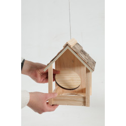 zolux Comedero para pájaros Cup Castor 3 en 1 con techo de madera Comederos para aves de exterior