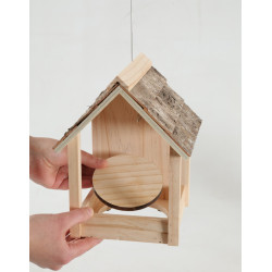 zolux Futterhaus Cup Castor 3 in 1 , Holzdach, für Vögel Outdoor-Futterstellen Vögel