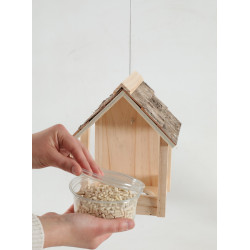 zolux Comedero para pájaros Cup Castor 3 en 1 con techo de madera Comederos para aves de exterior