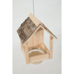 zolux Cup Castor 3 em 1 alimentador de pássaros com telhado de madeira Alimentadores de aves ao ar livre