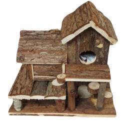 animallparadise Casa de abedul de madera natural para pequeños roedores. Camas, hamacas, nidos