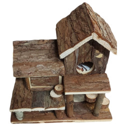 animallparadise Casa de bétula feita de madeira natural para pequenos roedores. Camas, redes de dormir, ninhos