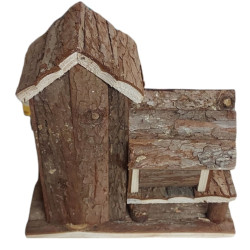 animallparadise Casa de abedul de madera natural para pequeños roedores. Camas, hamacas, nidos