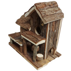 animallparadise Birte-Haus aus Naturholz für kleine Nagetiere. Betten, Hängematten, Nistplätze