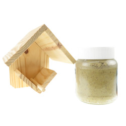 animallparadise 1 frasco de manteiga de amendoim e seu suporte H15 cm, para aves Alimentação