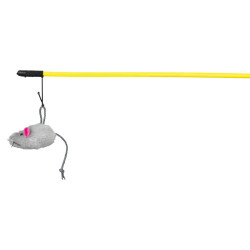animallparadise 1-Meter-Angelrute mit Maus, zufällige Farbe, für Katzen, Angelruten und Federn