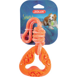animallparadise Juguete triangular para perros hecho de TPR y cuerda naranja, Samba. Juguetes para masticar para perros