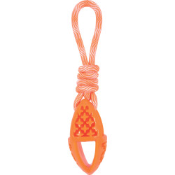animallparadise Ovales Hundespielzeug aus TPR und orangefarbenem Seil, Samba Kauspielzeug für Hunde