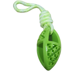 animallparadise Ovales Hundespielzeug aus TPR und Seil in der Farbe Grün, Samba. Kauspielzeug für Hunde