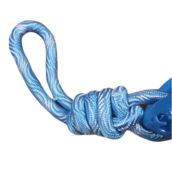 animallparadise Brinquedo de cão oval feito de TPR e corda em azul samba. Brinquedos de mastigar para cães