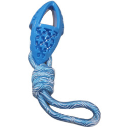 animallparadise Ovaal hondenspeeltje gemaakt van TPR en touw in samba blauw. Kauwspeelgoed voor honden