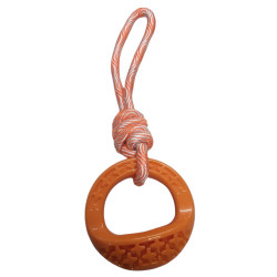 animallparadise Okrągła zabawka dla psa wykonana z TPR i liny w kolorze pomarańczowym Samba. Jouets à mâcher