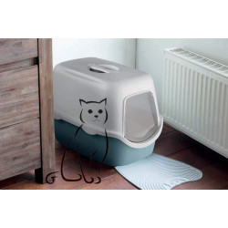 animallparadise Cathy filter cat toilet, 40 x 56 x 40 cm, acciaio blu, per gatti Casa dei servizi igienici