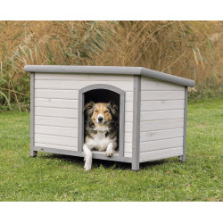 animallparadise Casa para perros clásica con techo plano M-L: 104 x 72 x 68 cm, gris Casa del perro