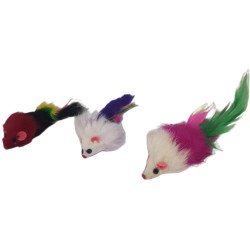 Jeux 3 souris à plume jouet pour chat multi couleur