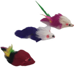 Jeux 3 souris à plume jouet pour chat multi couleur