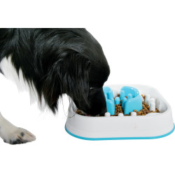 animallparadise Cuenco cuadrado para perros, 28 x 28 x 6,5 cm. Recipiente para la comida y alfombrilla antiglotona