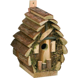animallparadise Casa de pájaros CORTESA RONDO, 18 x 14,5 x 24 cm, madera natural. Casa de pájaros
