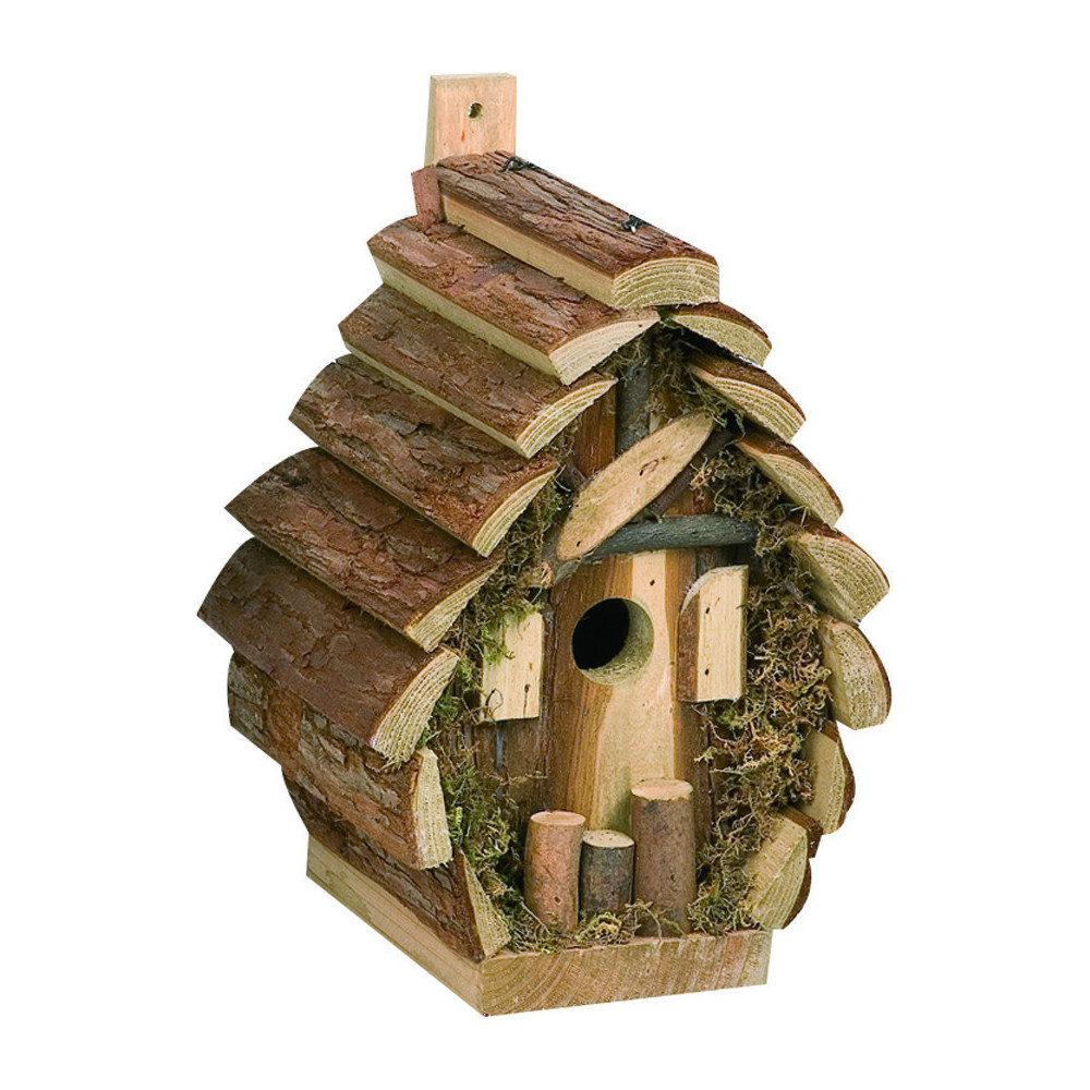 animallparadise CORTESA RONDO casa para aves, 18 x 14,5 x 24 cm, madeira natural. Birdhouse
