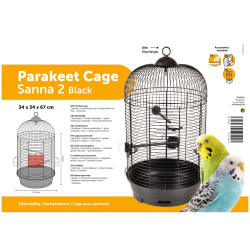 animallparadise Una jaula para periquitos SANNA II, negra ø 34 x 67 cm. Jaulas para pájaros