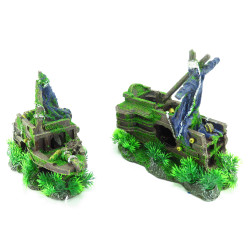 animallparadise Moza, wreck in 2 pieces, size 43 x 11 x 21 cm, Aquarium decoration. Decoration and other