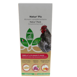 Complément alimentaire Natur' Pic, embellit le plumage pour poules 250 ml.