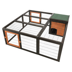 Clapier Enclos avec couverture, Dimensions: 150 × 53 × 150 cm. pour lapin et petit animaux.