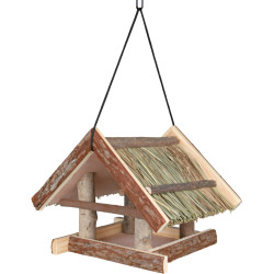 animallparadise Comedero para pájaros de madera natural con extensión en el techo Alimentador de semillas