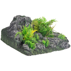 animallparadise Decoración de esquina, roca + planta, 23 x 22 x 8,5 cm, acuario. Decoración y otros