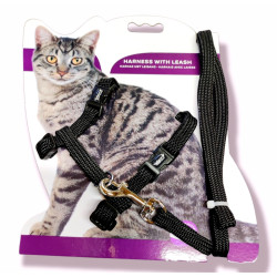 animallparadise Black harness with leash 1.20m, CLASSIC, for cat. Harness