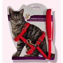 animallparadise Red harness with leash 1.20m, CLASSIC, for cat. Harness