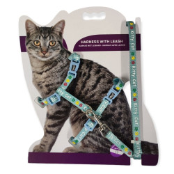 animallparadise Harness with leash KITTY CAT blue, 1.20m, for kitten. Harness