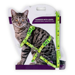 animallparadise Imbracatura con guinzaglio 1,20m, KITTY CAT, verde, per gattini. Imbracatura