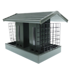 animallparadise Alimentador de silo 2 em 1, sementes e blocos, verde, composto de madeira, para aves Alimentadores de aves ao...