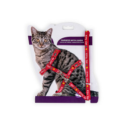 animallparadise KITTY CAT imbracatura rossa con guinzaglio, 1,20m, per gattini. Imbracatura