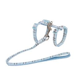 animallparadise Harness + leash 120 cm, blue tartan, Adjustable, for cat. Harness