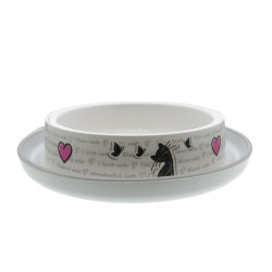 animallparadise White bowl cats in love 210 ml for cat Bowl, bowl