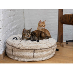 animallparadise Pouf Berber caramel ø 50 cm. for cats or small dogs. cat cushion and basket
