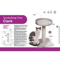 animallparadise Árbol para gatos Clark. 30 x 30 x Altura 45 cm. color gris. Árbol para gatos