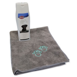 animallparadise Specjalny szampon do ciemnej sierści i ręcznik z mikrofibry, 250 ML dla psów Shampoing