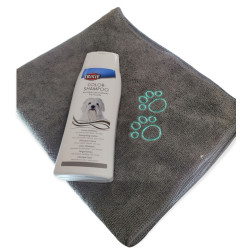 animallparadise Champú 250ml, especial para pelo blanco y toalla de microfibra para perros. Champú